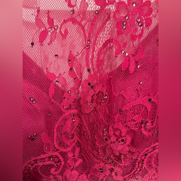 Sherri Hill Pink Lace Long Sleeve Top Size 2 - Picture 6 of 8